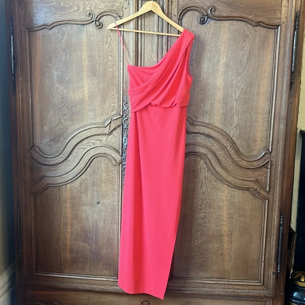 Belle Badgley Mischka Raya One Shoulder Draped Side Slit Maxi Dress - Picture 7 of 16